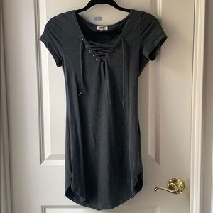 Grey tie front dress